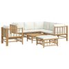 vidaXL 8 pcs conjunto lounge de jardim bambu c/ almofadões branco nata