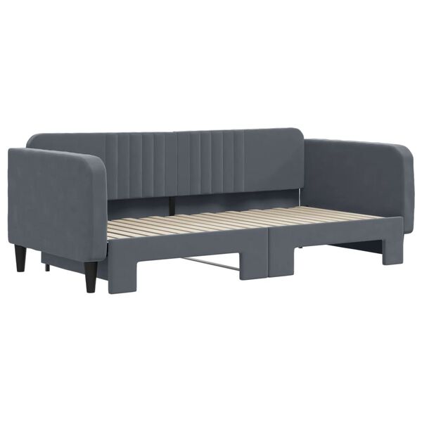 vidaXL Sof&aacute;-cama com gavet&atilde;o 90x190 cm veludo cinzento-escuro