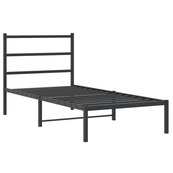 vidaXL Estrutura de cama com cabeceira 90x200 cm metal preto