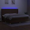 vidaXL Cama box spring c/ colch&atilde;o/LED 200x200cm tecido castanho-escuro