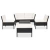 vidaXL 6 pcs conjunto lounge de jardim c/ almofadões vime PE preto