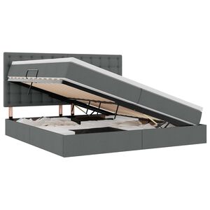 vidaXL Cama com arruma&ccedil;&atilde;o e colch&atilde;o Cinza Escuro 200 x 200 cm