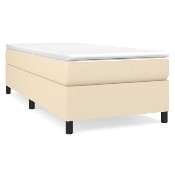 vidaXL Estrutura de cama com molas 90x200 cm tecido creme