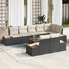 vidaXL Conjunto de Sof&aacute; de Jardim 8 pcs Preto e Creme Polirattan