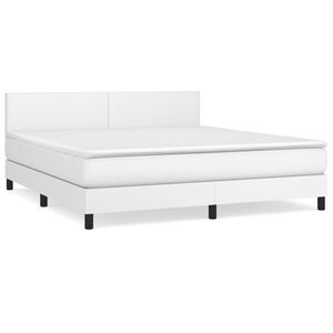 vidaXL Cama com molas/colch&atilde;o 180x200 cm couro artificial branco