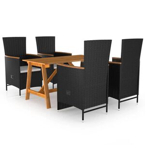 vidaXL 5 pcs conjunto de jantar para jardim preto