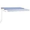 vidaXL Toldo retrátil manual com LED 400x300 cm azul e branco