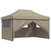 vidaXL Tenda p/ festas pop-up dobr&aacute;vel c/ 4 paredes cinza-acastanhado