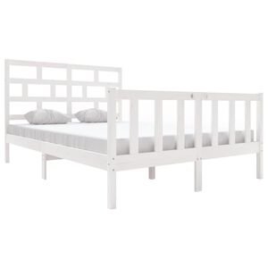 vidaXL Estrutura de cama king 150x200 cm pinho maci&ccedil;o branco