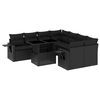 vidaXL 9 pcs conjunto de sof&aacute;s p/ jardim c/ almofad&otilde;es vime PE preto