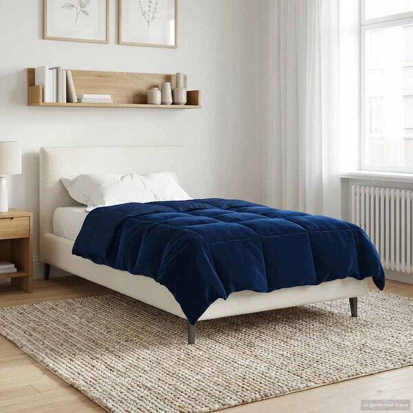 vidaXL Duvet de Ano Inteiro Azul Escuro 140 x 220 cm Microfibra