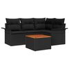 vidaXL Conjunto de Sof&aacute; de Jardim 5 unid. 4-N&uacute;mero de lugares Preto