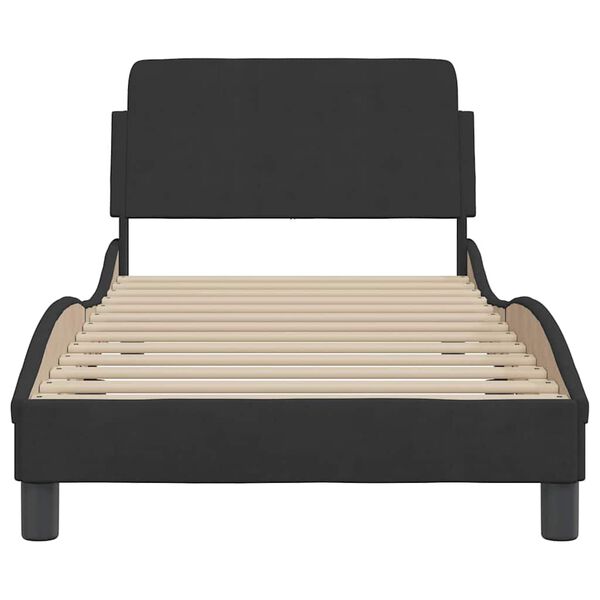 vidaXL Estrutura de cama com cabeceira Dover veludo 90x190 cm preto