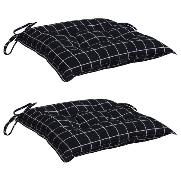 vidaXL Almofad&otilde;es p/ cadeira 2pcs tecido oxford padr&atilde;o xadrez preto