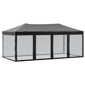 vidaXL Tenda para festas dobr&aacute;vel com paredes laterais 3x6 m preto