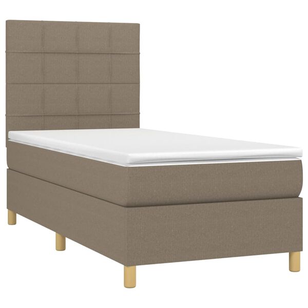 vidaXL Cama box spring + colch&atilde;o/LED 90x190cm tecido cinza-acastanhado