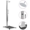 vidaXL Chuveiro para exterior com base WPC a&ccedil;o inoxid&aacute;vel