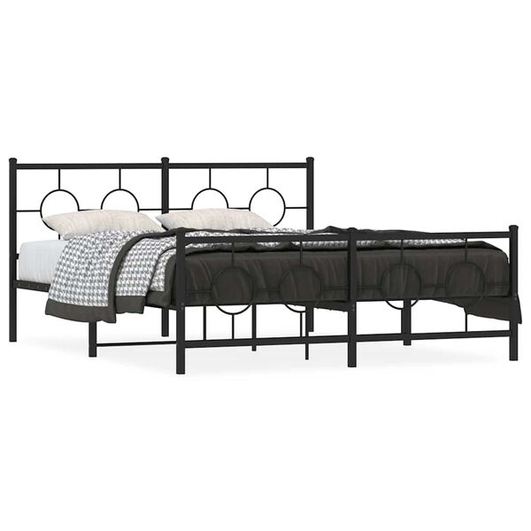vidaXL Estrutura de cama com cabeceira e p&eacute;s 150x200 cm metal preto