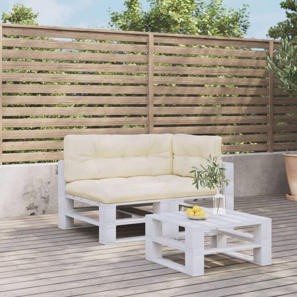 vidaXL Almofad&otilde;es de paletes 3 pcs tecido creme