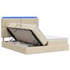 vidaXL Cama de Armazenamento LED com Colch&atilde;o Creme 180 x 200 cm Tecido