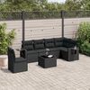 vidaXL 7 pcs conjunto de sof&aacute;s p/ jardim c/ almofad&otilde;es vime PE preto