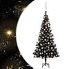 vidaXL &Aacute;rvore Natal artificial pr&eacute;-iluminada c/ bolas PVC preto