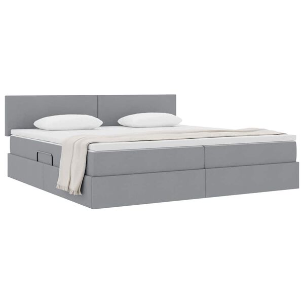 vidaXL Cama com arruma&ccedil;&atilde;o e colch&atilde;o Cinzento-claro 200 x 200 cm