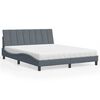 vidaXL Cama com colch&atilde;o Hanko 160x200 cm veludo cinzento-escuro