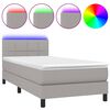 vidaXL Cama box spring c/ colch&atilde;o e LED 100x200 cm tecido cinza-claro