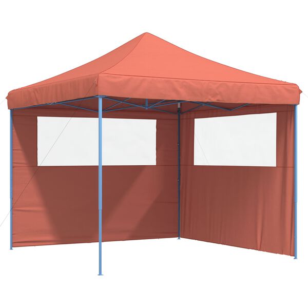 vidaXL Tenda p/ festas pop-up dobr&aacute;vel 2 paredes laterais terracotta