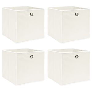 vidaXL Caixas de arruma&ccedil;&atilde;o 4 pcs 32x32x32 cm tecido branco