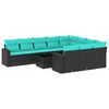 vidaXL 11 pcs conjunto sof&aacute;s de jardim c/ almofad&otilde;es vime PE preto