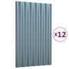 vidaXL Pain&eacute;is de telhado 12 pcs 60x36 cm a&ccedil;o galvanizado cinzento