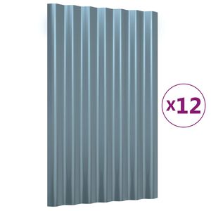 vidaXL Pain&eacute;is de telhado 12 pcs 60x36 cm a&ccedil;o galvanizado cinzento