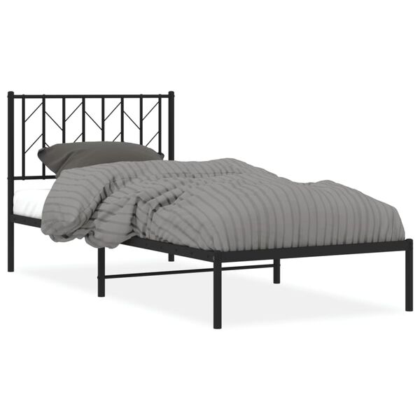vidaXL Estrutura de cama com cabeceira 90x200 cm metal preto