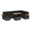 vidaXL 9 pcs conjunto de sof&aacute;s p/ jardim c/ almofad&otilde;es vime PE preto