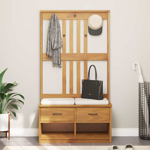 vidaXL Árvore de Hall SANDNES 87x40x159,5 cm Madeira Maciça de Pinho