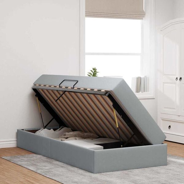 vidaXL Cama com arruma&ccedil;&atilde;o e colch&atilde;o Cinzento-claro 90 x 200 cm