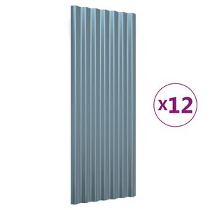 vidaXL Pain&eacute;is de telhado 12 pcs 100x36 cm a&ccedil;o galvanizado cinzento