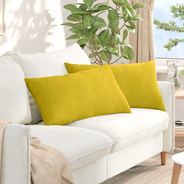 vidaXL Travesseiros de Sof&aacute; 2 pcs Amarelo 80 x 40 cm
