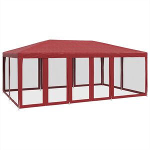 vidaXL Tenda p/ festas c/ 10 paredes laterais rede 6x4 m PEAD vermelho