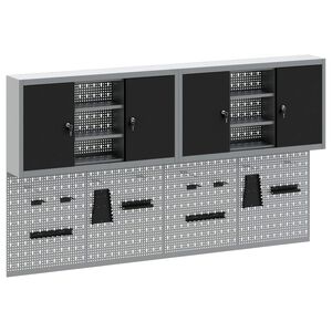 vidaXL Conjunto de Arm&aacute;rios de Ferramentas 4 unid. Preto