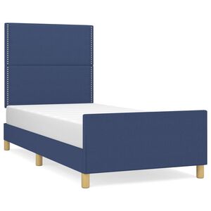 vidaXL Estrutura de cama sem colch&atilde;o 90x190 cm tecido azul