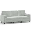 vidaXL Sof&aacute; 3 lugares + almofadas decorativas 180cm veludo cinza-claro