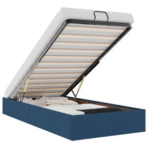 vidaXL Estrutura de cama otomana sem colch&atilde;o 90x200 cm tecido azul