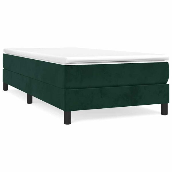 vidaXL Cama com molas/colchão 100x200 cm veludo verde-escuro