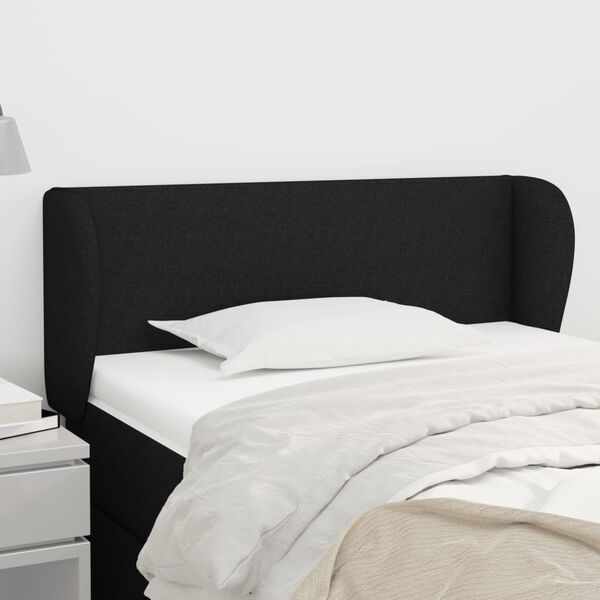 vidaXL Cabeceira de cama c/ abas tecido 93x23x78/88 cm preto