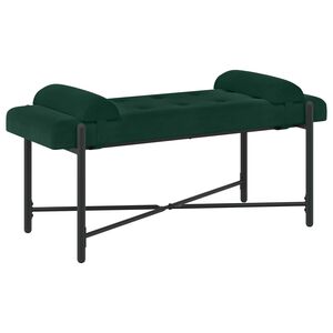 vidaXL Banco com bot&otilde;es e travesseiros Verde-Escuro 110 x 40 x 46 cm