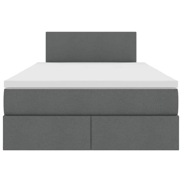 vidaXL Cama com arrumação e LED Cinza Escuro 120 x 190 cm Poliéster