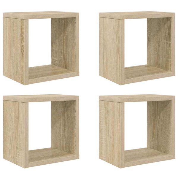 vidaXL Prateleiras de parede em forma de cubo 4 pcs 22x15x22 cm sonoma